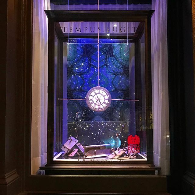 Twinkle light are on! Window #1 Tempus Fugit, aka pre demolition #rebuildpennstation #atelierandco