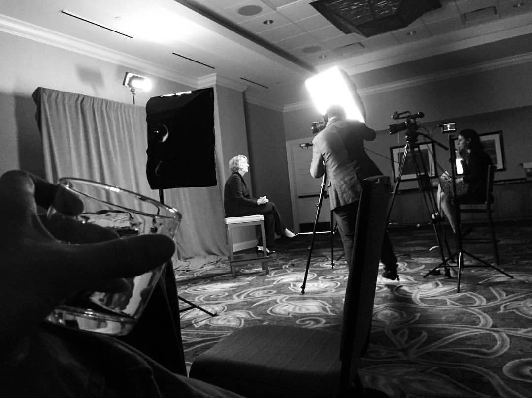 Behind the scenes at a locked-down two-camera video interview