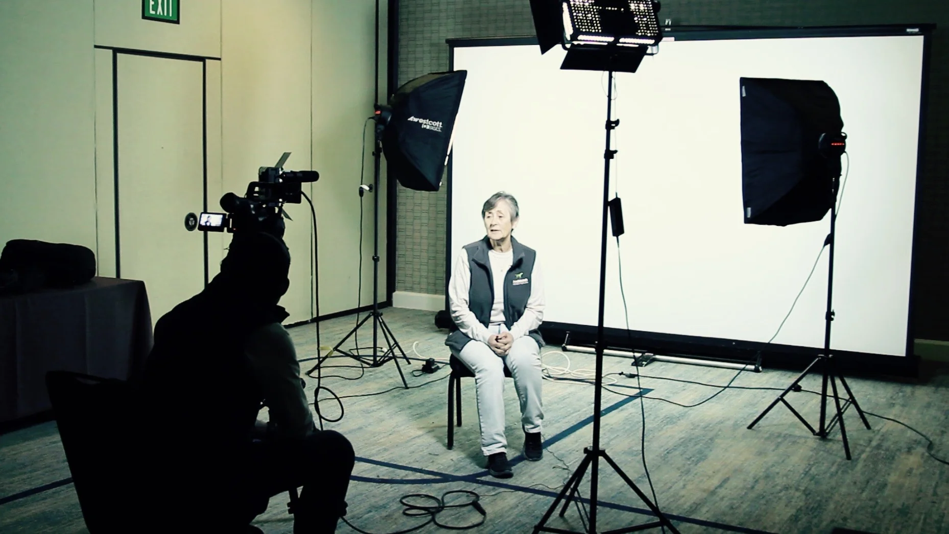 White screen interview set-up