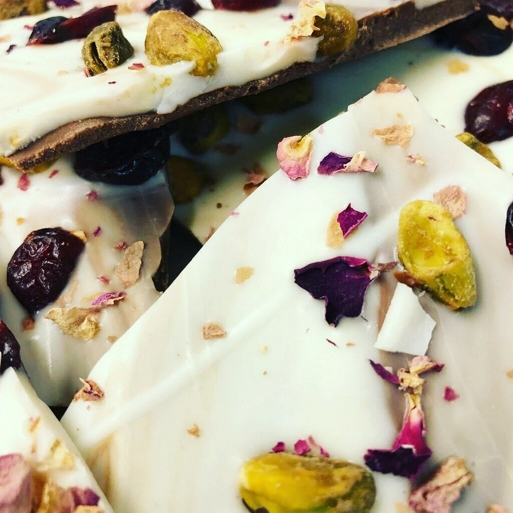 Rose Pistachio Cranberry Chocolate Bark