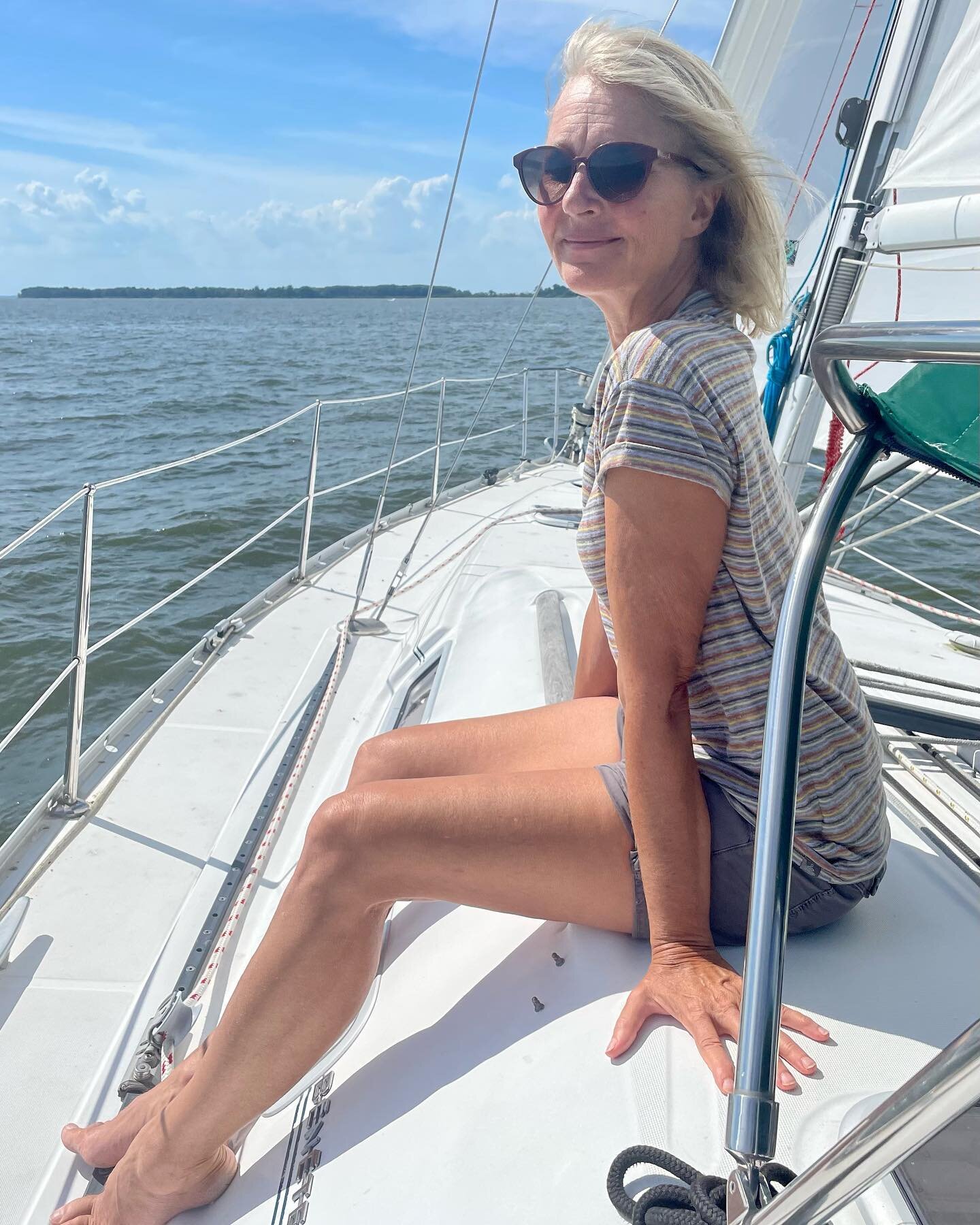 Another beautiful day on the Chesapeake.  Here&rsquo;s a rare photo of lovely Debbie away from the helm while @underfundedengineer steered most of the day.  Worton &ldquo;Bay&rdquo; was busy with a flotilla of pleasure craft enjoying a spectacular La