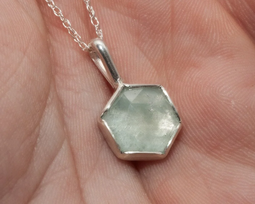 Hexagon Aquamarine Pendant