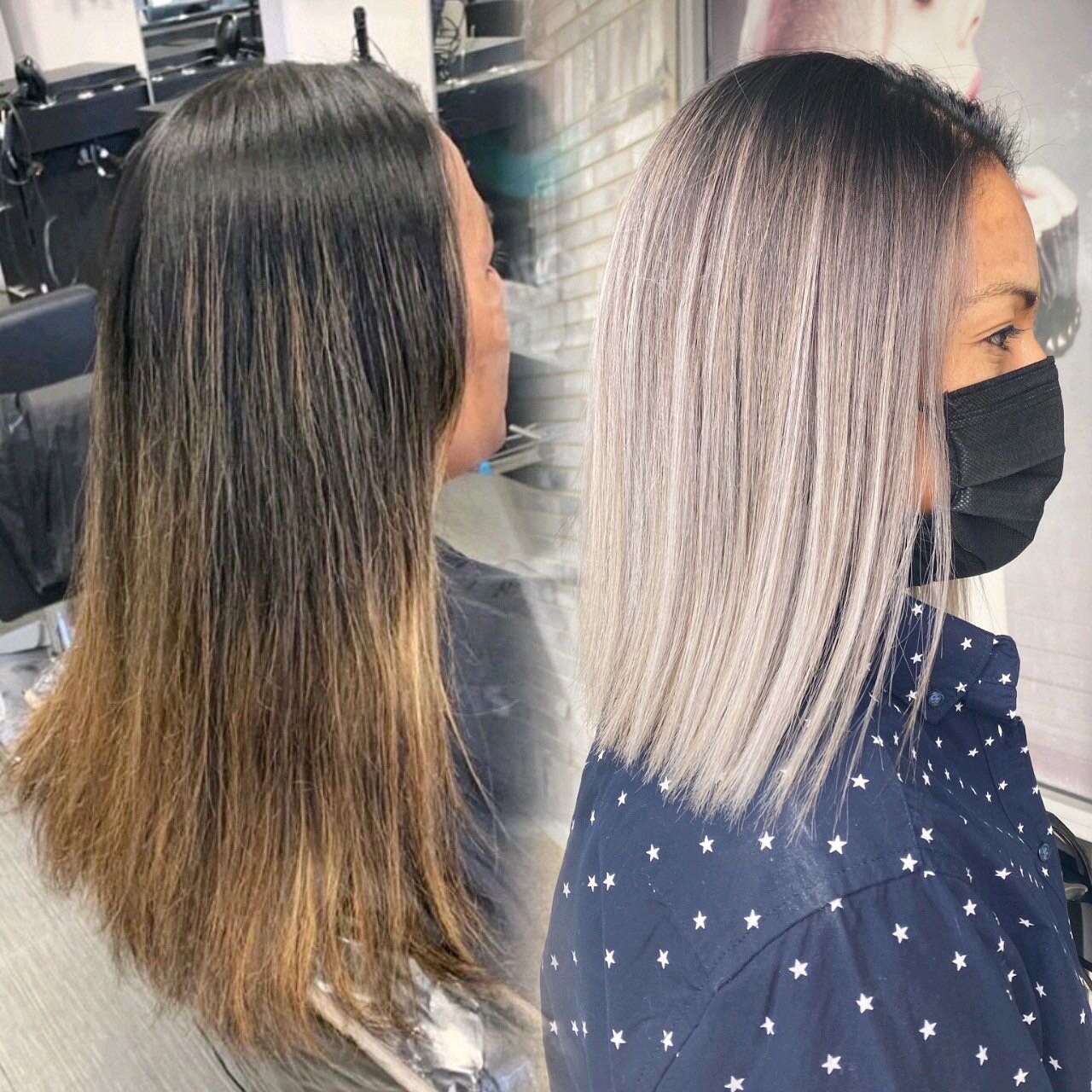 Showing you that it takes time to get that icy tone. We have done 3 sessions on her to get her this light. Sometimes it&rsquo;s better to ease your way into a color to prevent damage.  Swipe ⬅️ to see the front view 

#sanantoniosalon #sanantoniohair