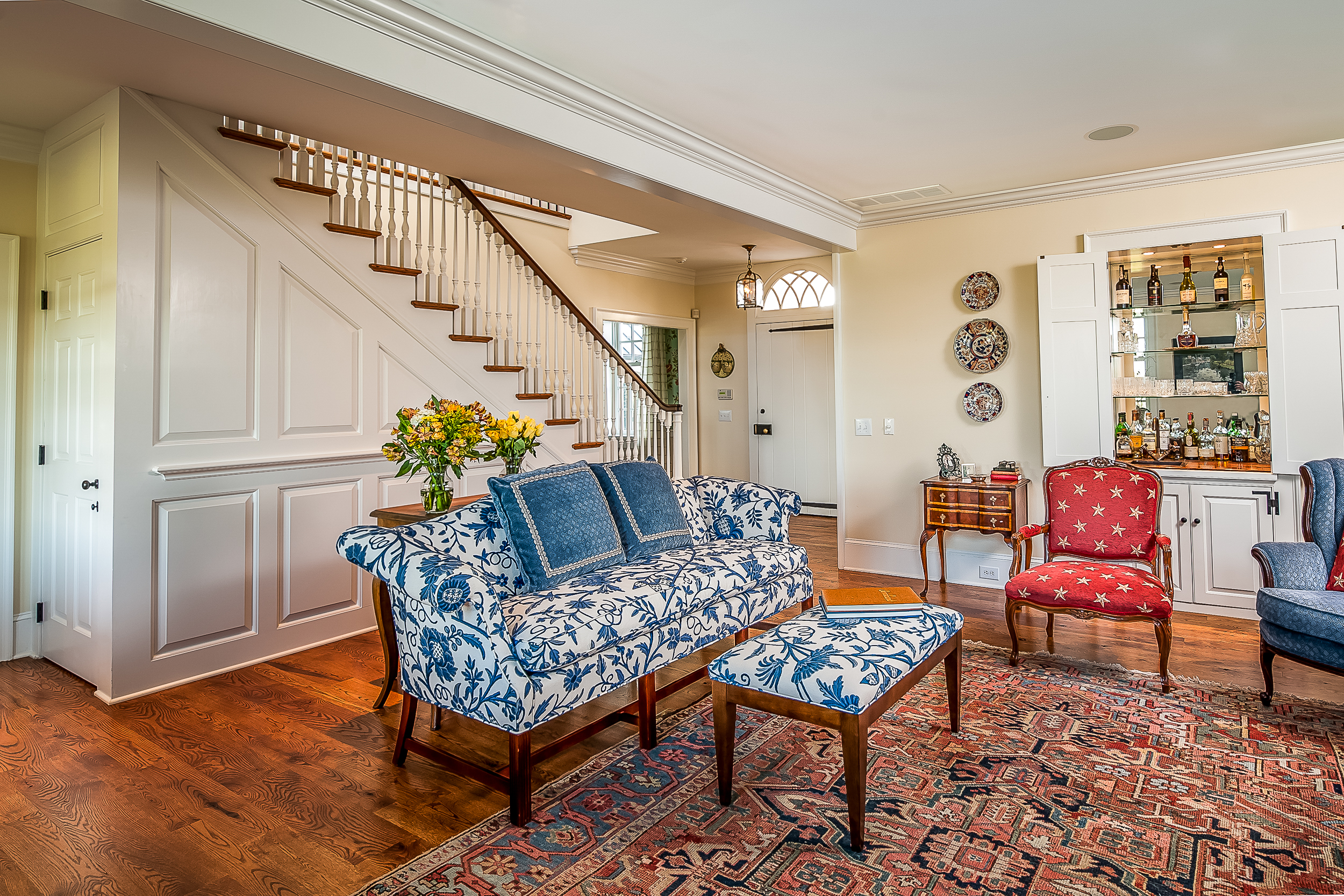 Custom built farmhouse sitting room in Malvern, PA