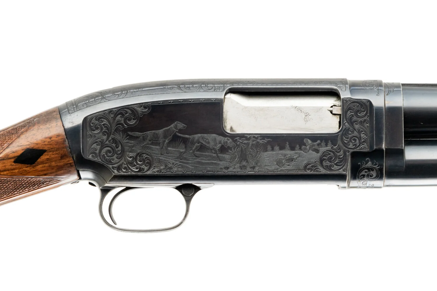 WINCHESTER - MODEL 12 PRE WAR BLACK DIAMOND TRAP FACTORY #5 ENGRAVED 12 GAUGE