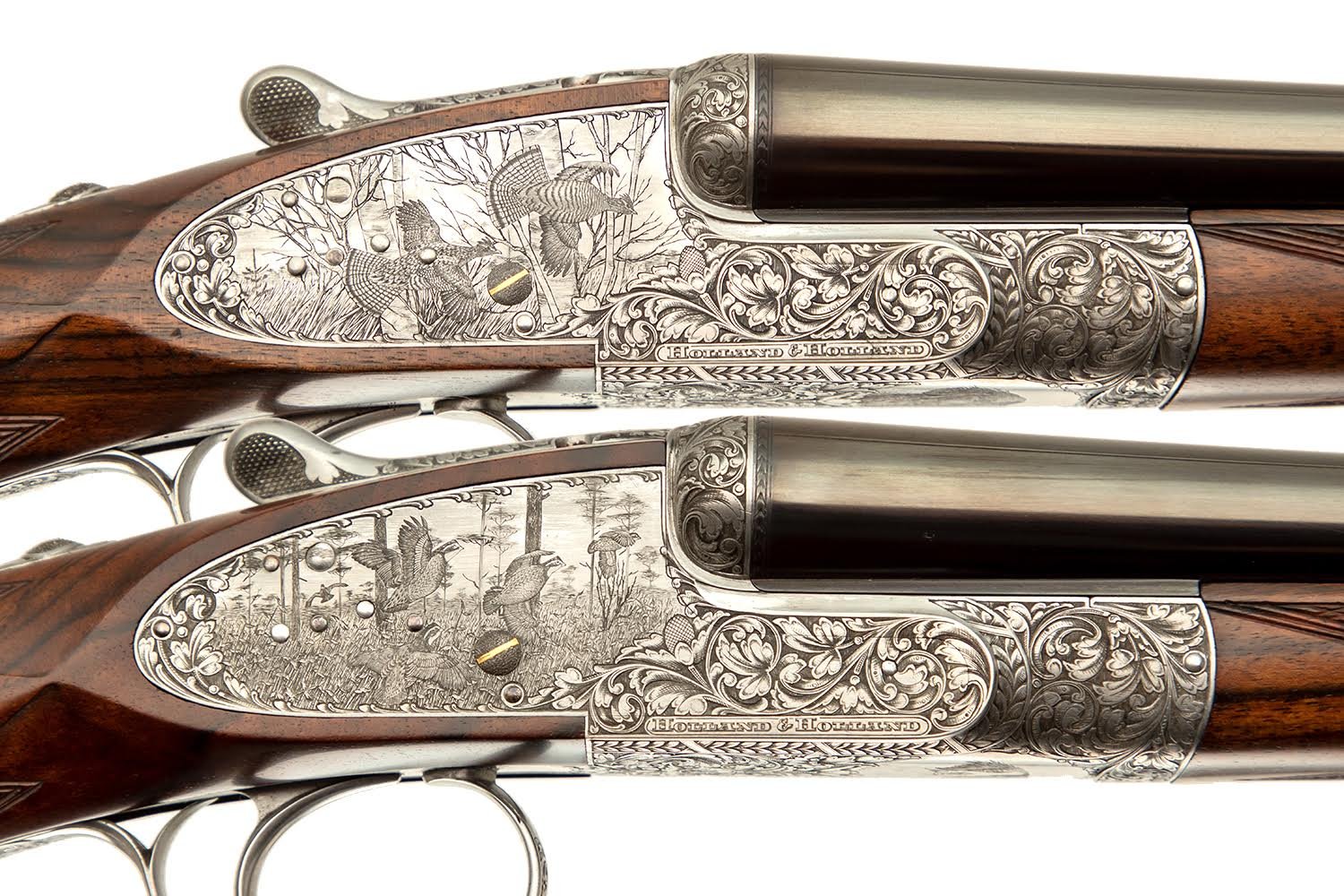 HOLLAND & HOLLAND ROYAL DELUXE PAIR SXS GRIFFNEE ENGRAVED 28 GAUGE