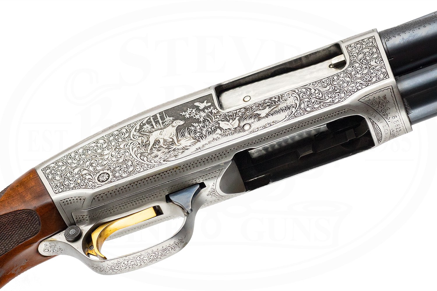 REMINGTON MODEL 31 F GRADE ARNOLD GRIEBEL ENGRAVED CUSTOM STOCKED BY DOCKWILLER
