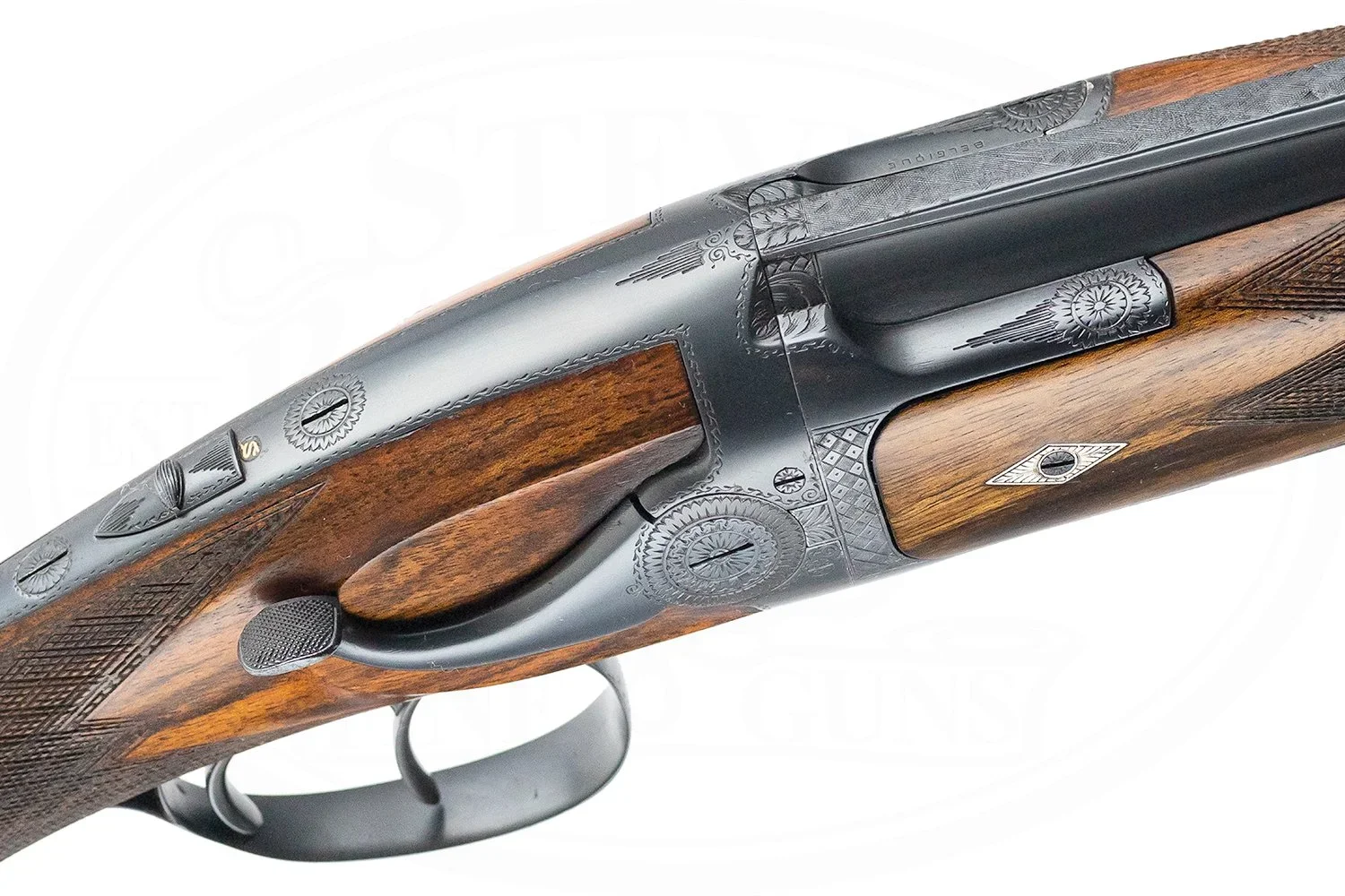 SUPER BRITTE BELGIUM OVER UNDER SIDE OPEN SIDE LEVER 12 GAUGE