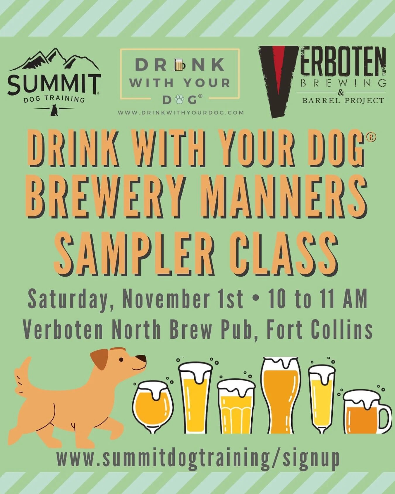 🍻🐶 Leash up your pup and join us at Verboten North Brew Pub for a sample of our popular Brewery Manners class! Learn the foundations of essential skills for a peaceful brewery visit with your dog, like relaxed table stays, polite greetings with fri