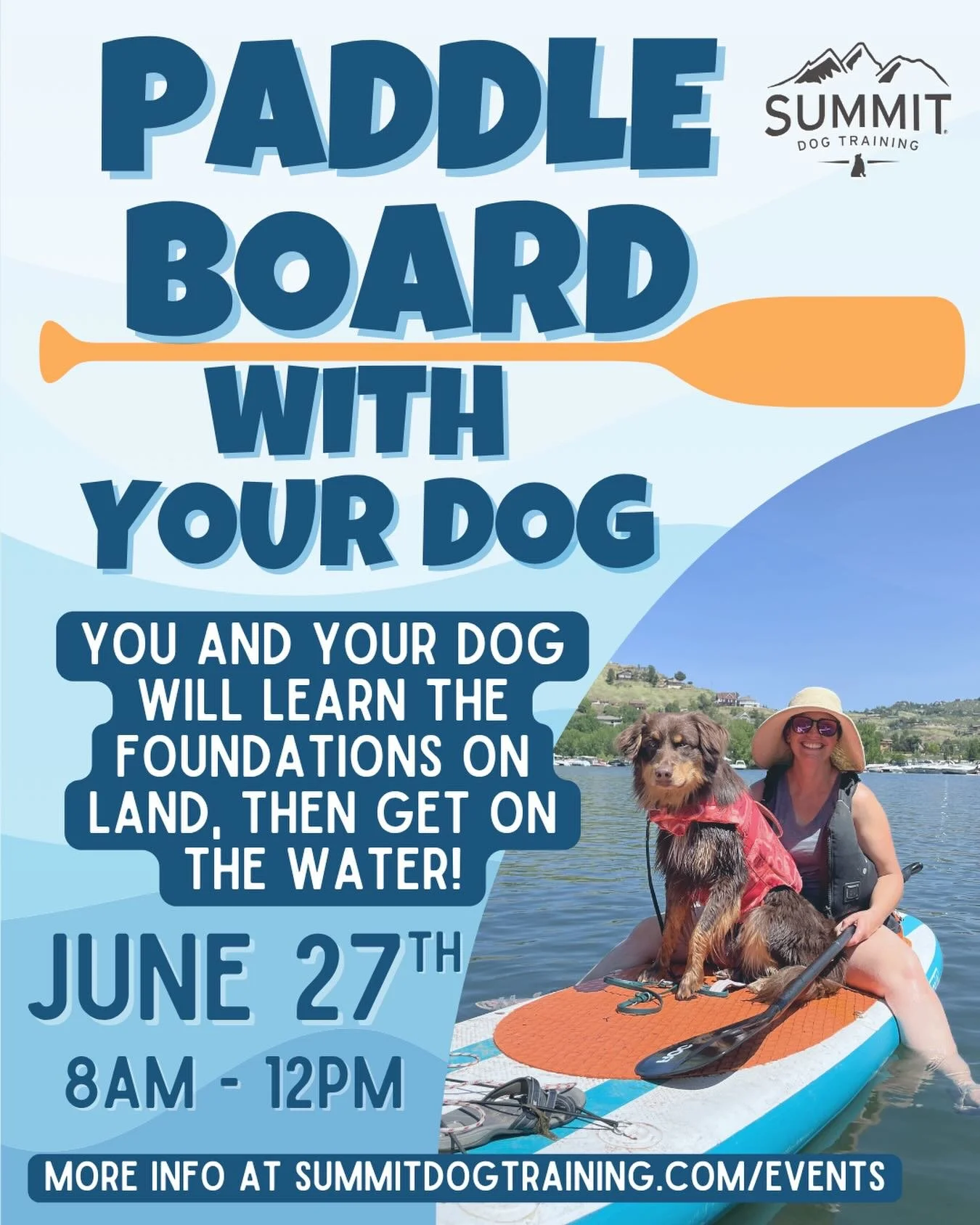 🌊 Come paddle board with us, and bring your dog! This workshop is all about Stand Up Paddle Boarding with your dog - from confidence building &amp; physical conditioning exercises, to getting out on the water!

☀️ 8:00am - 9:30am will take place at 