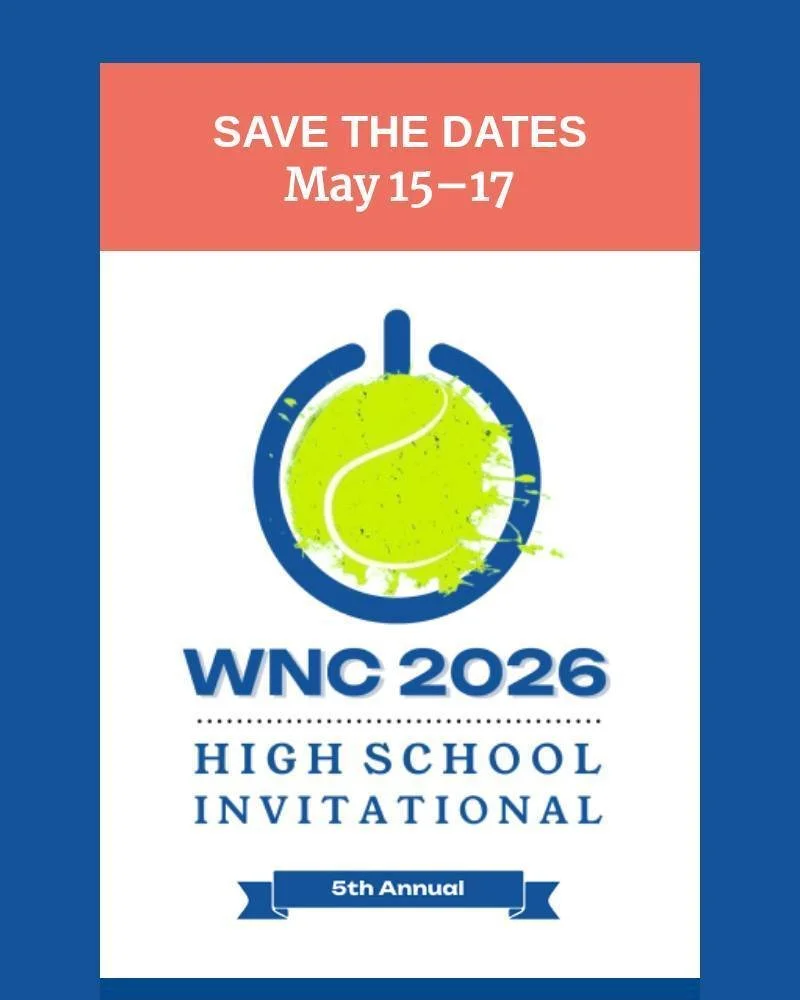📣Save the dates May 15-17 for the 5th annual WNC High School Invitational at Aston Park. ��A registration link will be emailed on March 30th, and the first 40 girls and 40 boys to sign-up are guaranteed a spot for the fun at Aston Park Tennis Center