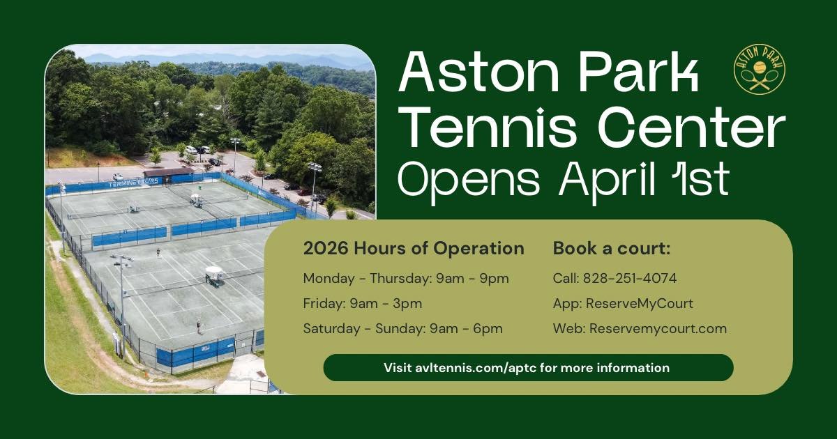 The tennis center will open for the 2026 season on Wednesday, April 1st!

Courts will be first come-first serve for play April 1-5, and will resume normal reservation beginning Monday, April 6.