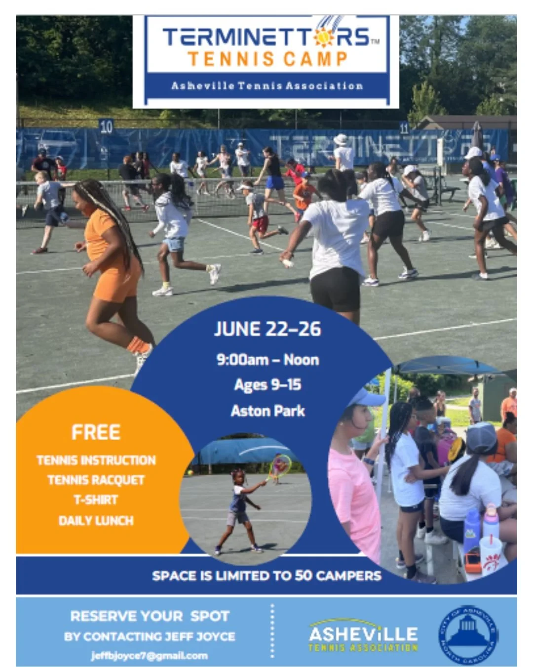 &iquest;Conoce a alg&uacute;n ni&ntilde;o o ni&ntilde;a con acceso limitado a recursos (de 9 a 15 a&ntilde;os) que le encantar&iacute;a asistir a un Campamento de Tenis de Verano GRATIS? &iexcl;Terminettors&trade; es justo lo que necesita! Por favor,