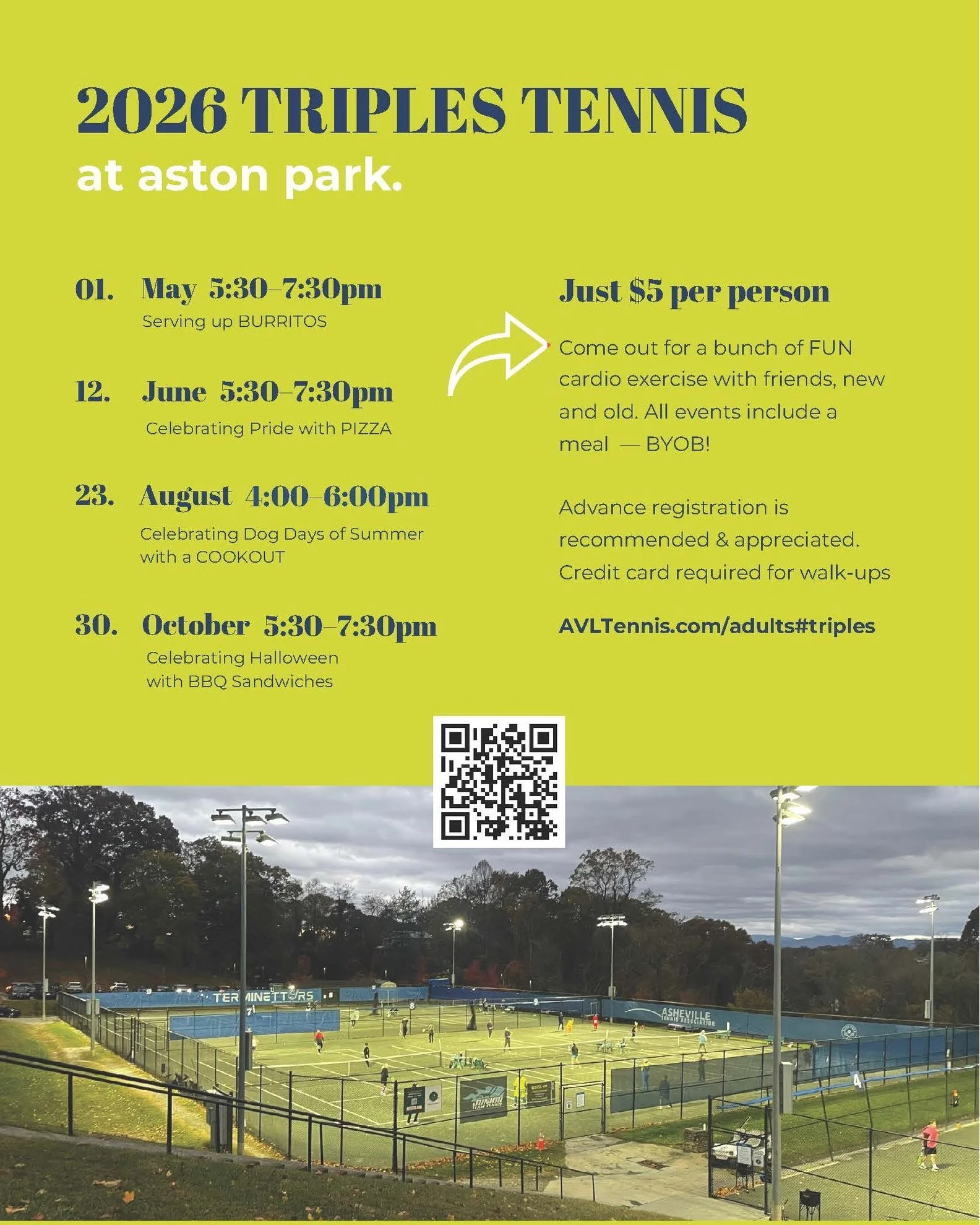 📣Next Triples is coming soon!  Friday June 12 5:30-7:30p $5.  Celebrate Pride month (wear your colors! 🏳️&zwj;🌈) and hang for pizza 🍕afterwards. BYO 🍺 Please register ahead for food planning at avltennis.com>Adults or direct link: https://pla