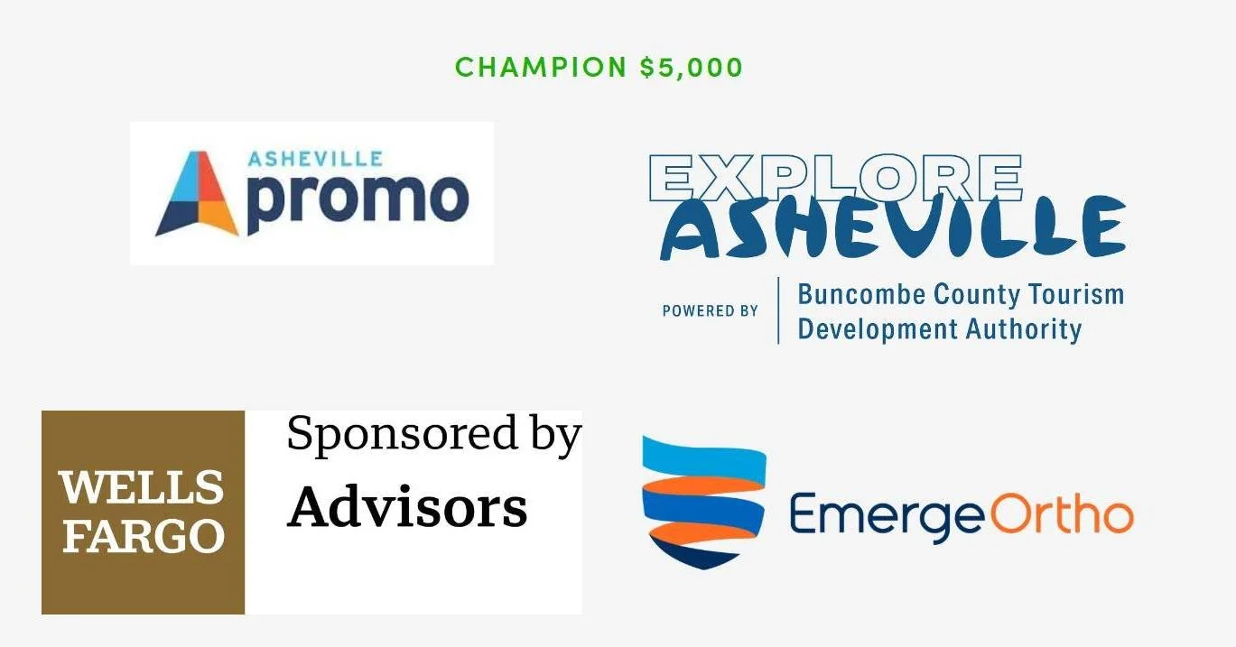 Our Asheville Open could NOT happen without all of our sponsors.  We say THANKS to our Champion sponsors at the $5000 level.  Asheville Promo , Explore Asheville - Buncombe County Travel &amp; Hospitality Industry , Wells Fargo Advisors , EmergeOrtho