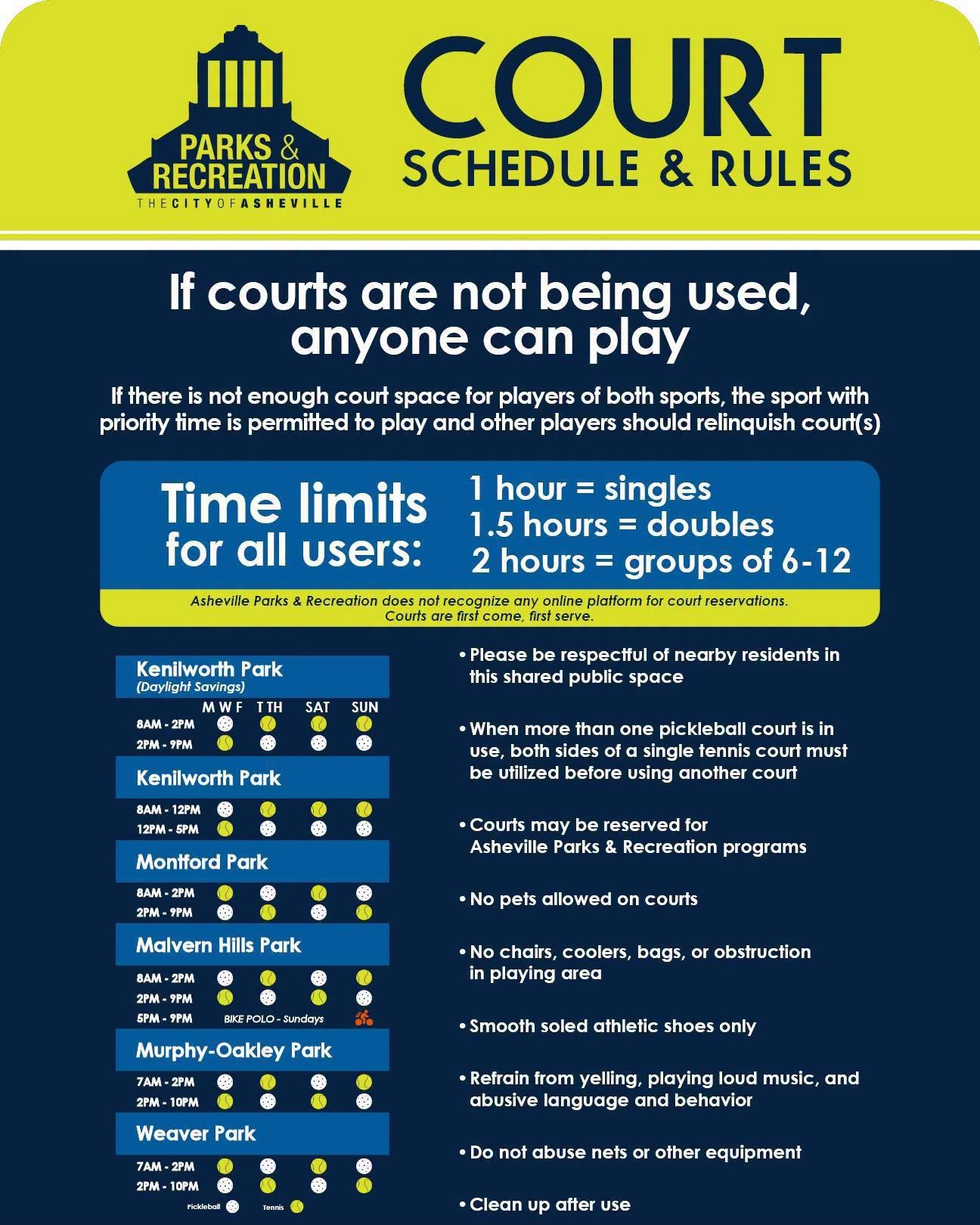 City annouces updated court sharing schedule