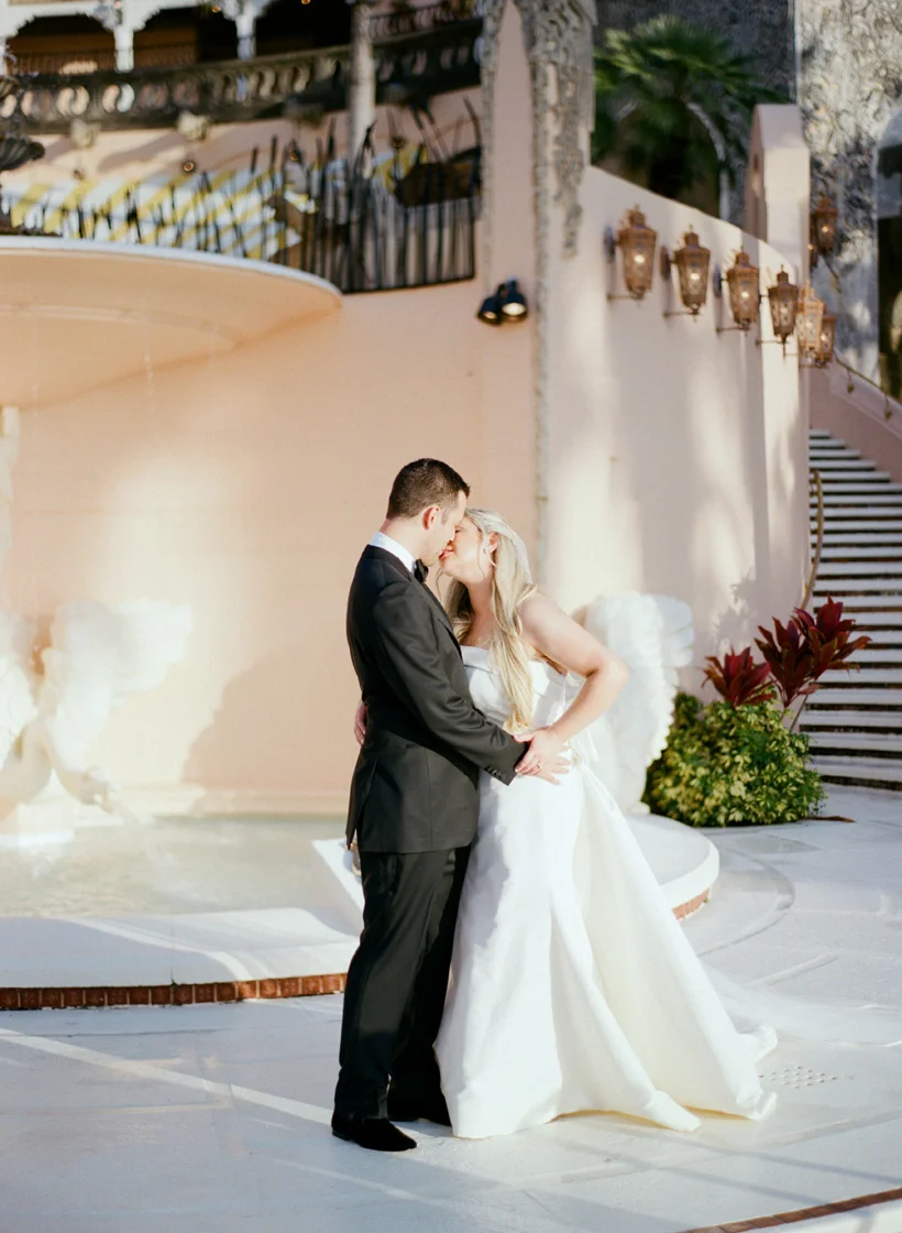 Bride and Groom portraits at the Mar-a-Lago Club in Palm Beach. Photo by Kat Braman