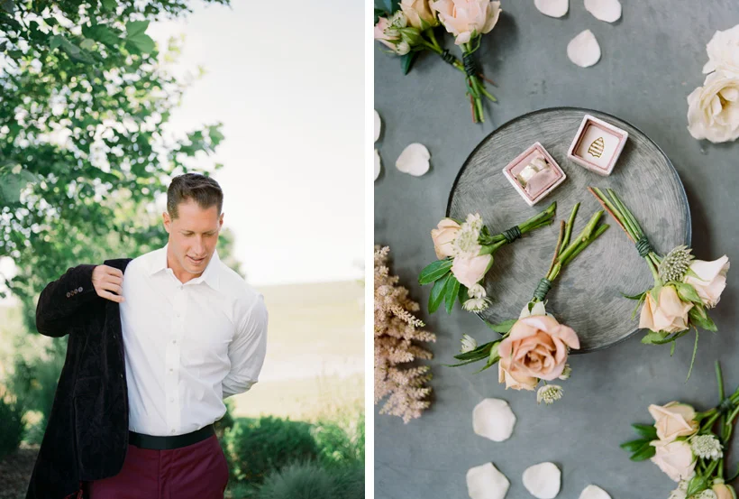 Groom getting ready for his wedding day in Walla Walla, WA- photo by Kat Braman