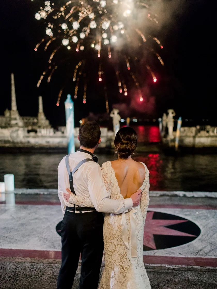 Fireworks at Vizcaya Museum and Gardens Wedding