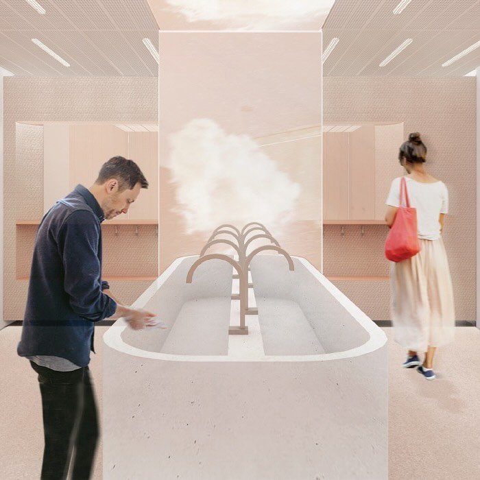 Repost from @chevaliermorales
&bull;
&Eacute;TUDES | PAVILLONS HALL, EV &amp; LB

Quelques images que nous avons d&eacute;velopp&eacute; dans le cadre d&rsquo;une &Eacute;tude pr&eacute;conceptuelle pour la cr&eacute;ation de salles de toilettes incl