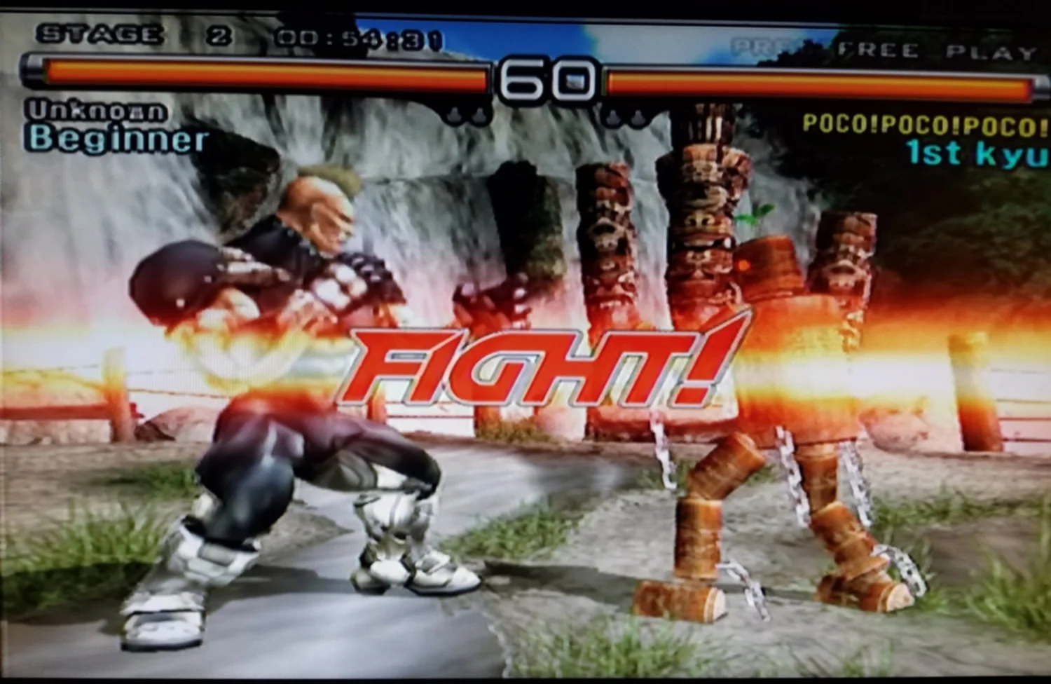 Jack-5 versus Mokujin in Tekken 5.