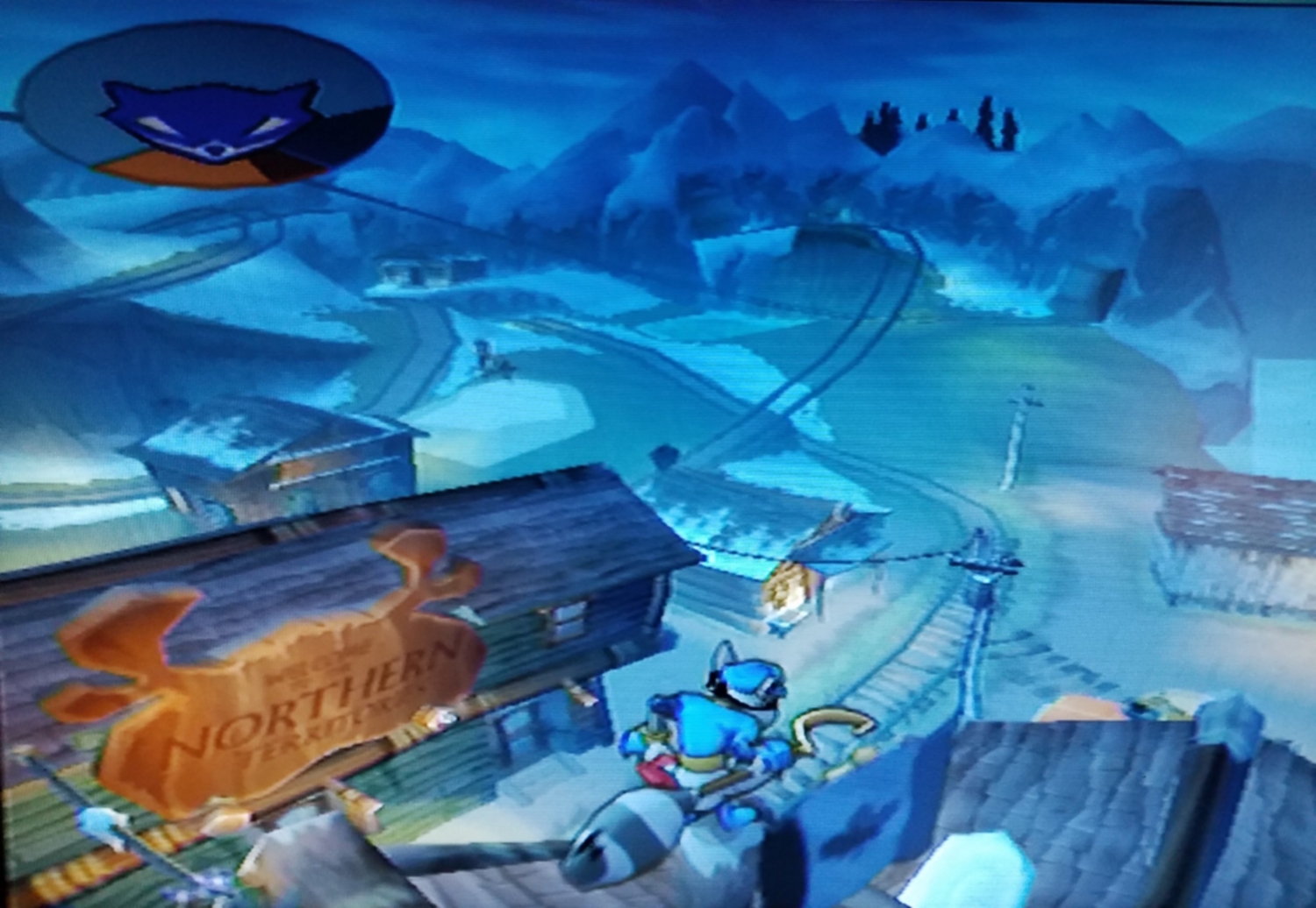 Sly Cooper surveys the Canadian landscape in Episode 6: "He Who Tames the Iron Horse" in Sly 2: Band of Thieves.