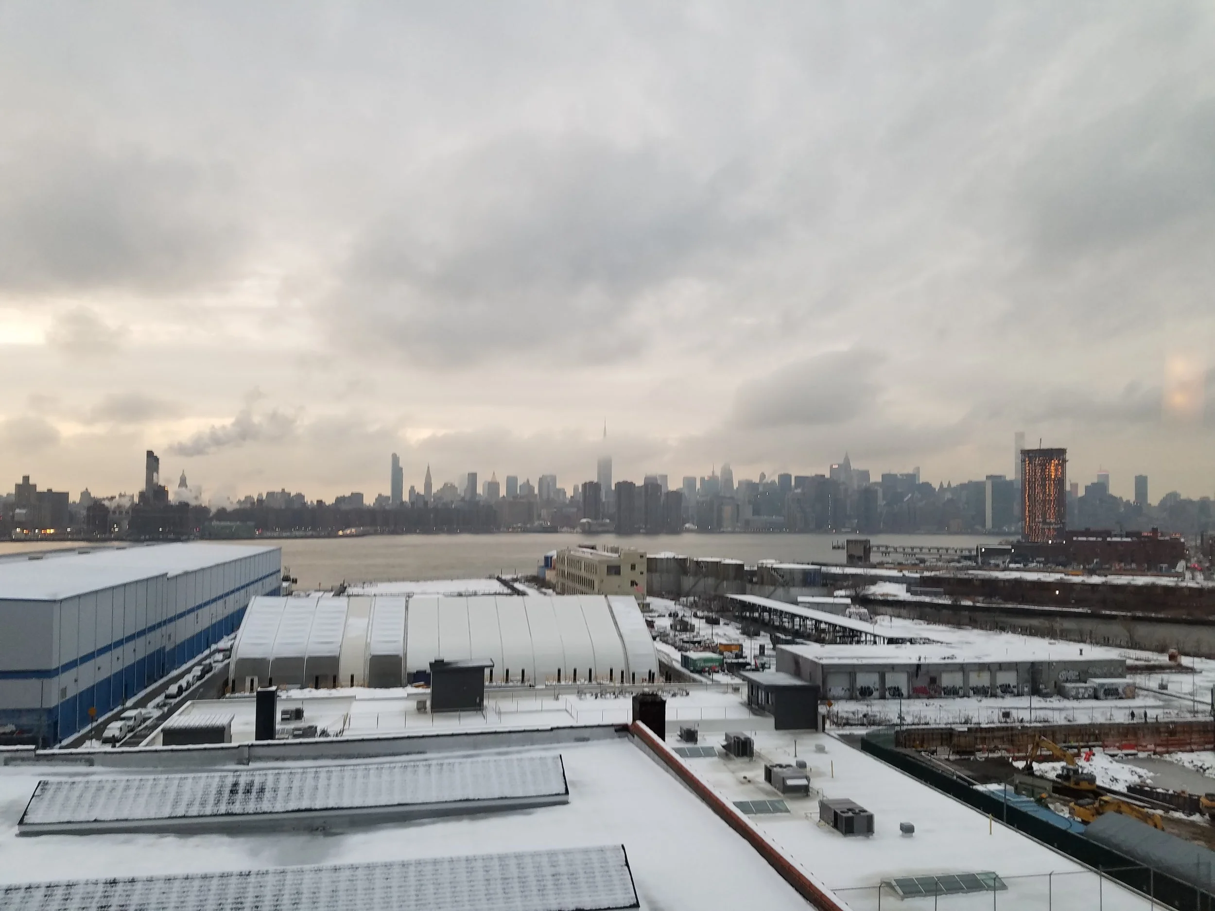 View of the Manhattan skyline from the Ides Bar at the Wythe Hotel in Williamsburg, Brooklyn