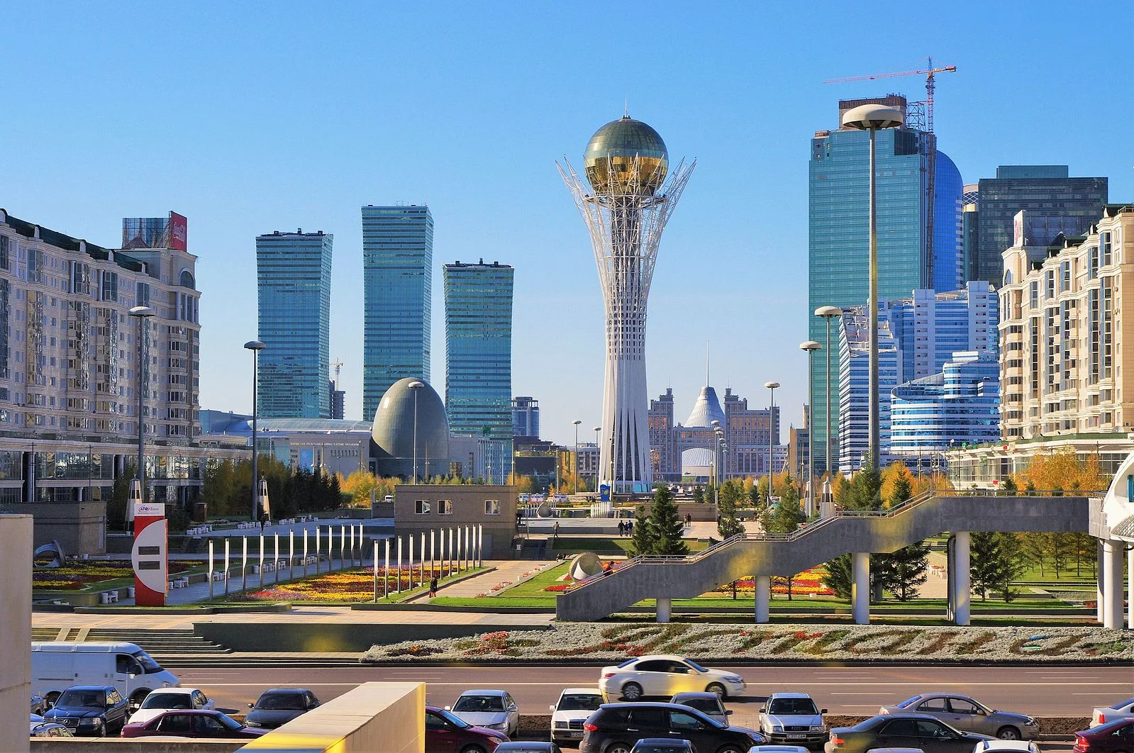 Baiterek Tower rises high in downtown Astana (Image: Wikimedia Commons )
