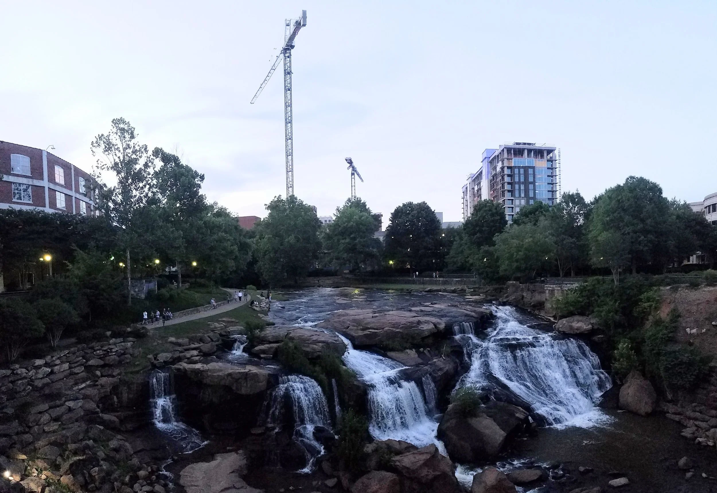 The view from the suspension bridge in Falls Park in downtown Greenville, S.C.