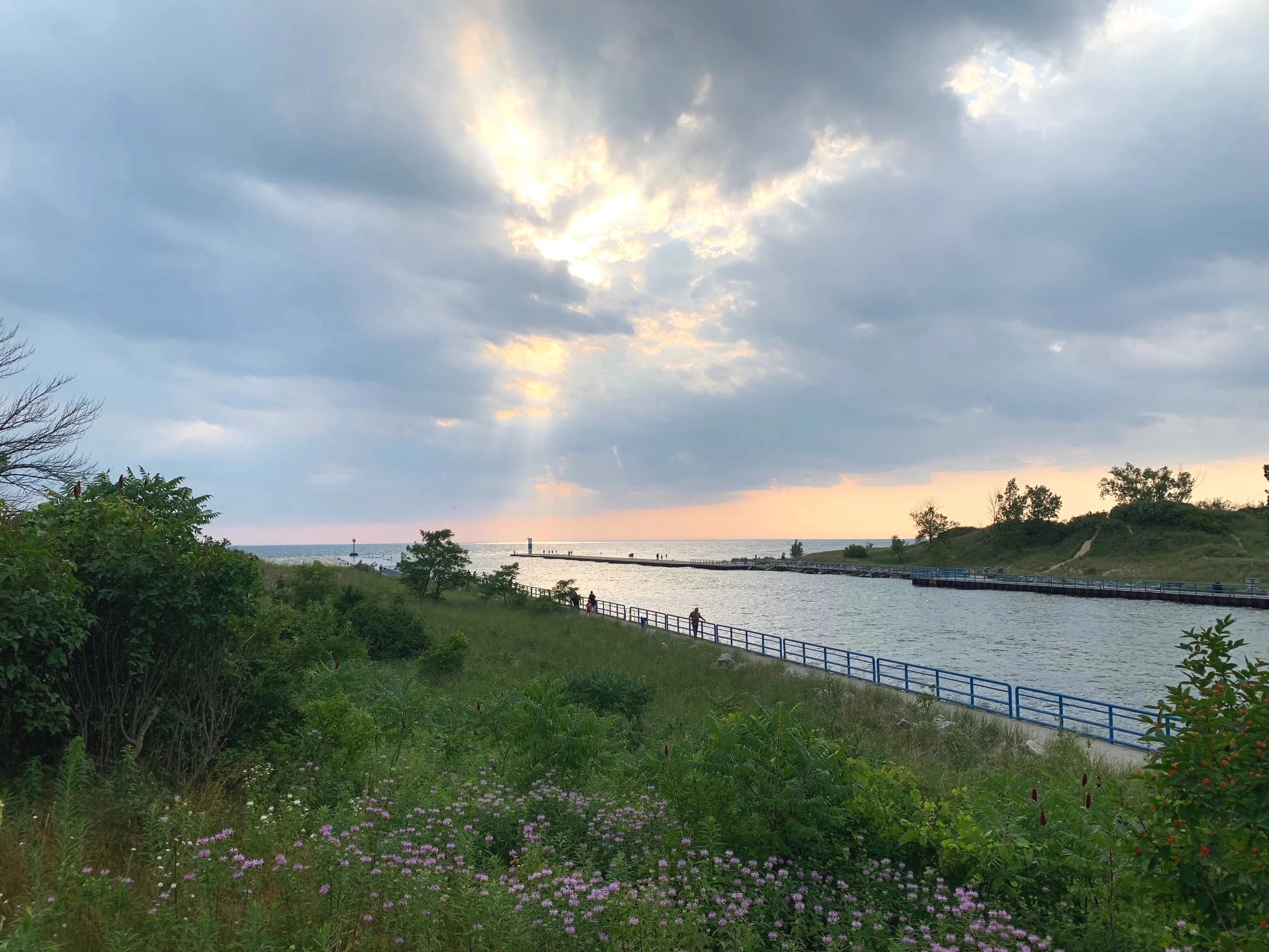The sun trying to peek through the clouds over the White Lake channel