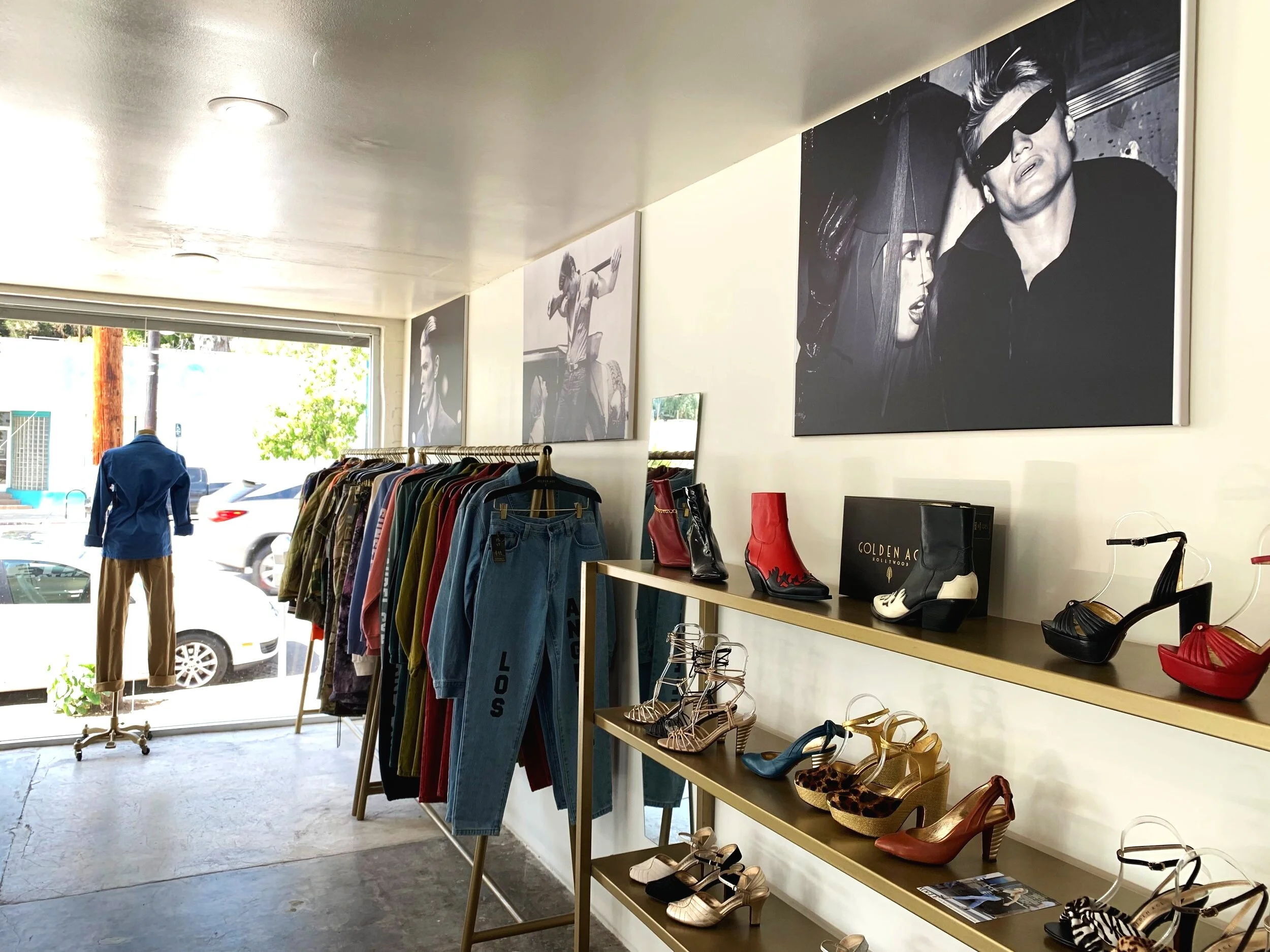 The interior of Golden Age is small — intimate, you might say — with just a few racks of clothes, a couple shelves full of shoes, and just one or two employees on hand who will sit back and let you do your thing or lend a hand, should you need it. If you need even more Golden Age, they have a second location over on Melrose.