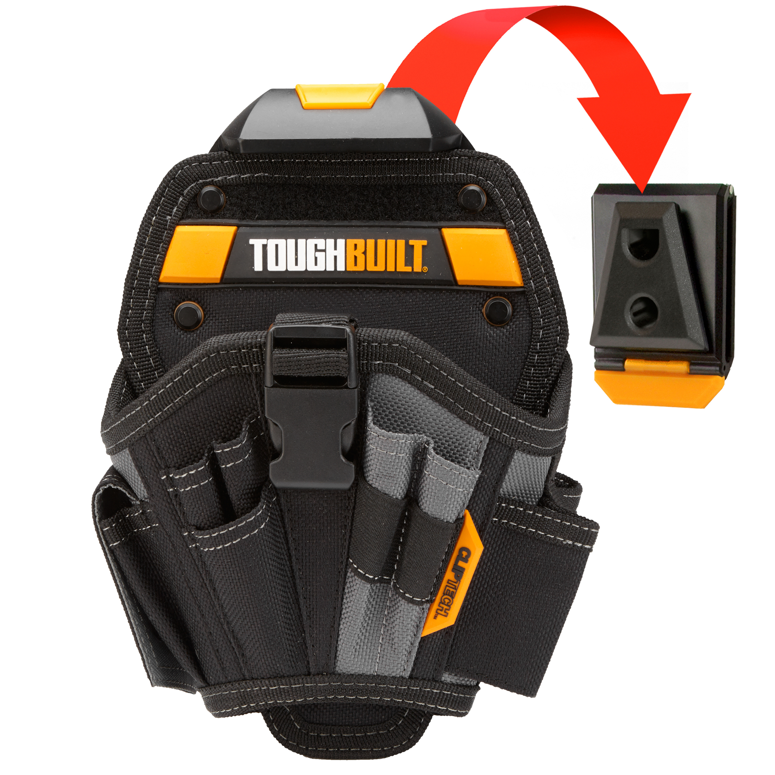TB-CT-111-3 ToughBuilt Tradesman Tool Belt Set Padded Belt 27 Pockets 2 Patented ClipTech Hubs Deluxe Organizer Premium Quality Heavy Duty Includes 2 Pouches Pry Bar Loop 3 Piece