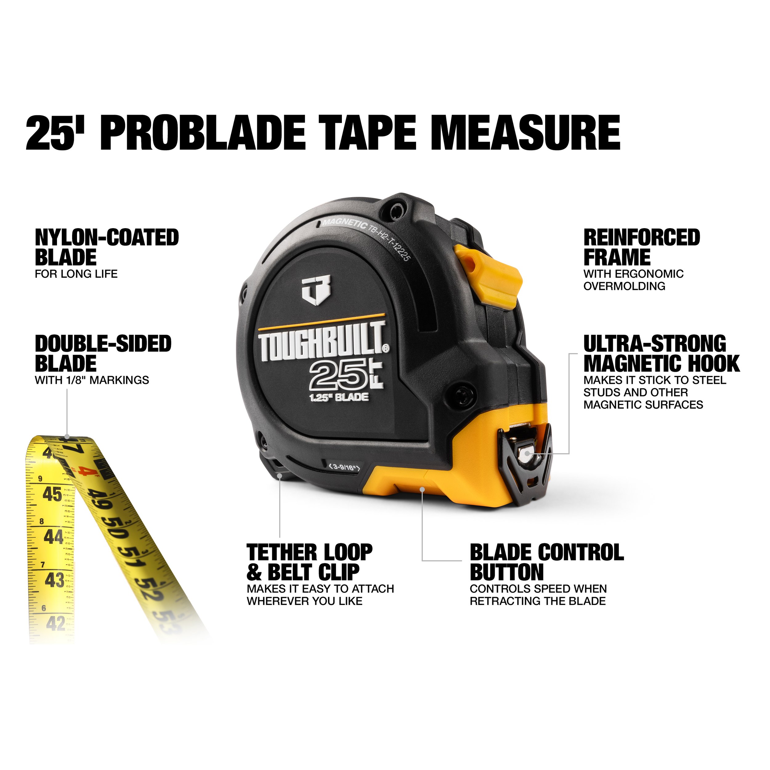DEWALT ATOMIC 25-Foot Tape Measure - Compact Design With Finger Brake
