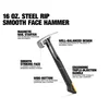 16 oz. Steel Rip Hammer - Smooth Face, view 2