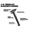 4 lb. Fiberglass Blacksmith Hammer, view 2