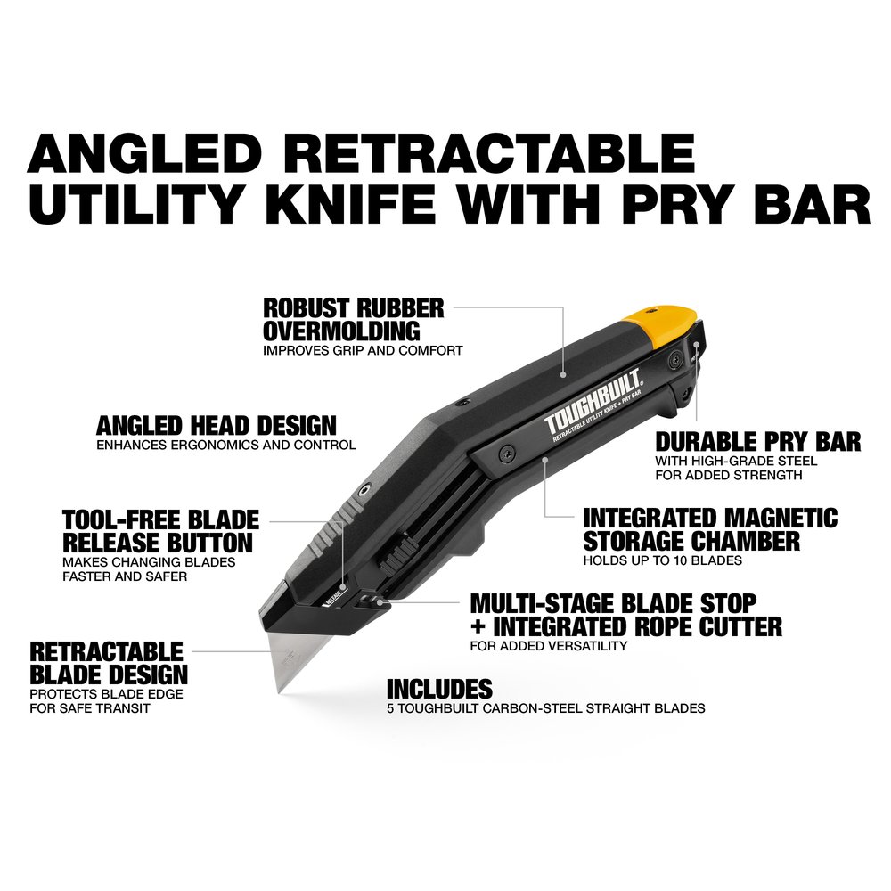 TOUGHBUILT Scraper Utility Knife 3/4-in 5-Blade Retractable