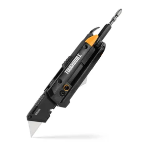 Electrician's Folding Utility Knife with Bit Driver + Pry Bar