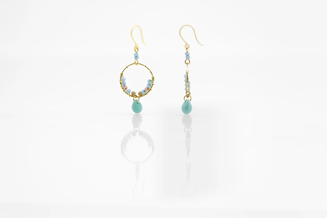 Circle with Turquoise Drop Earrings