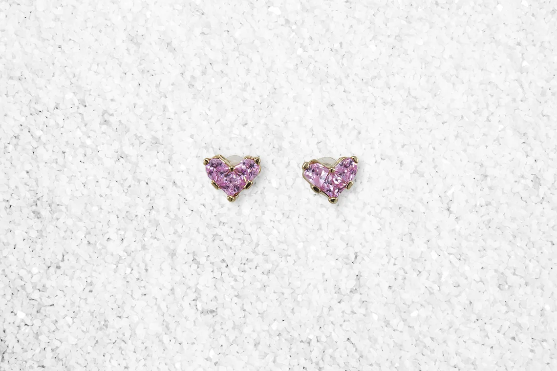 Cubic Zirconia Heart Earrings