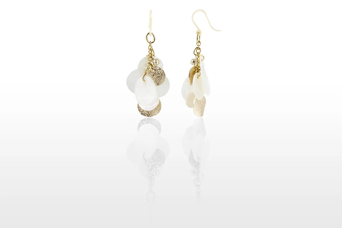 Shell and Gold Plate Drop Earrings