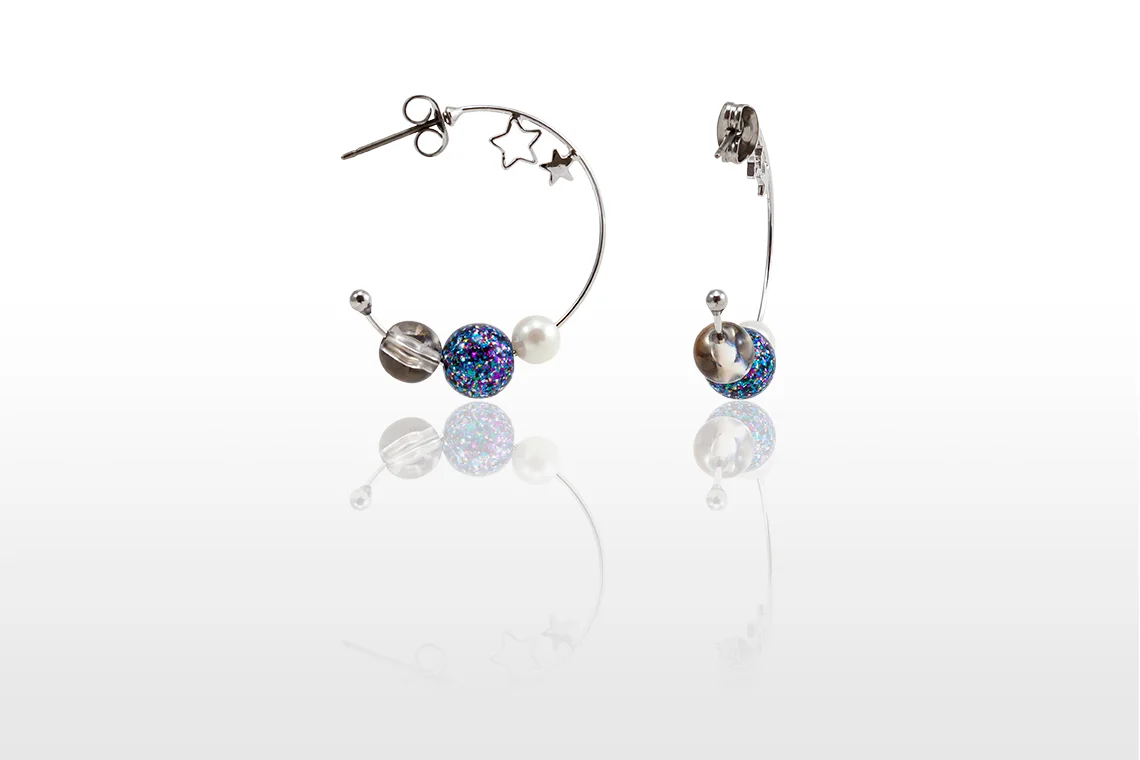 Star Planet Hoop Earrings