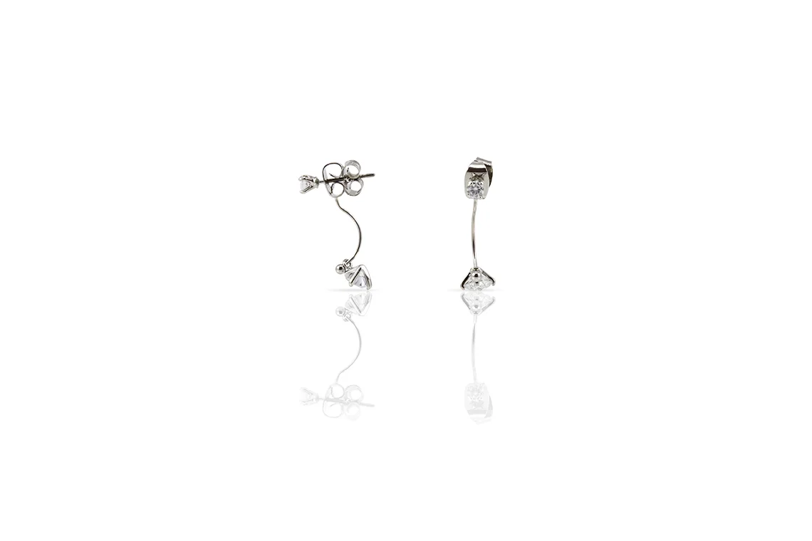 2 way Zirconia Back charm Earrings