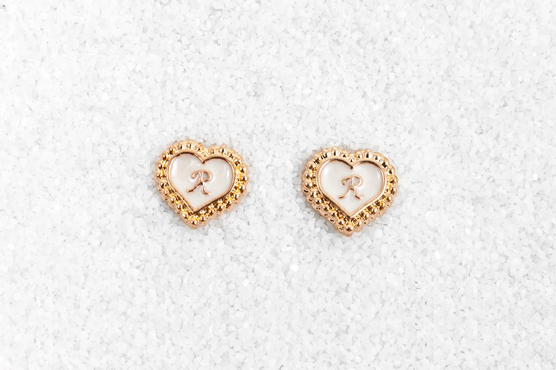 'R' Heart Stud Earrings