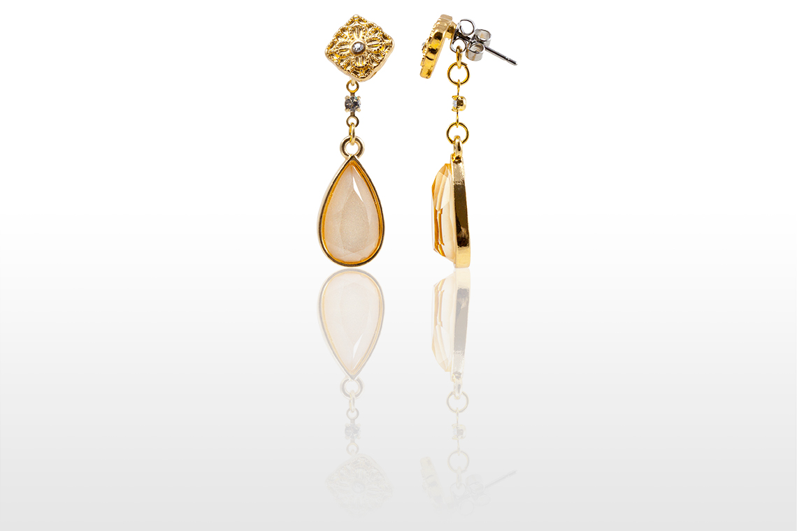 2way Glass Back Charm Earrings