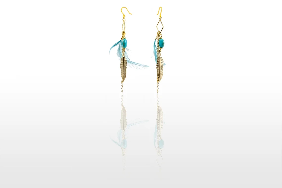 Turquoise with Feather Earrings