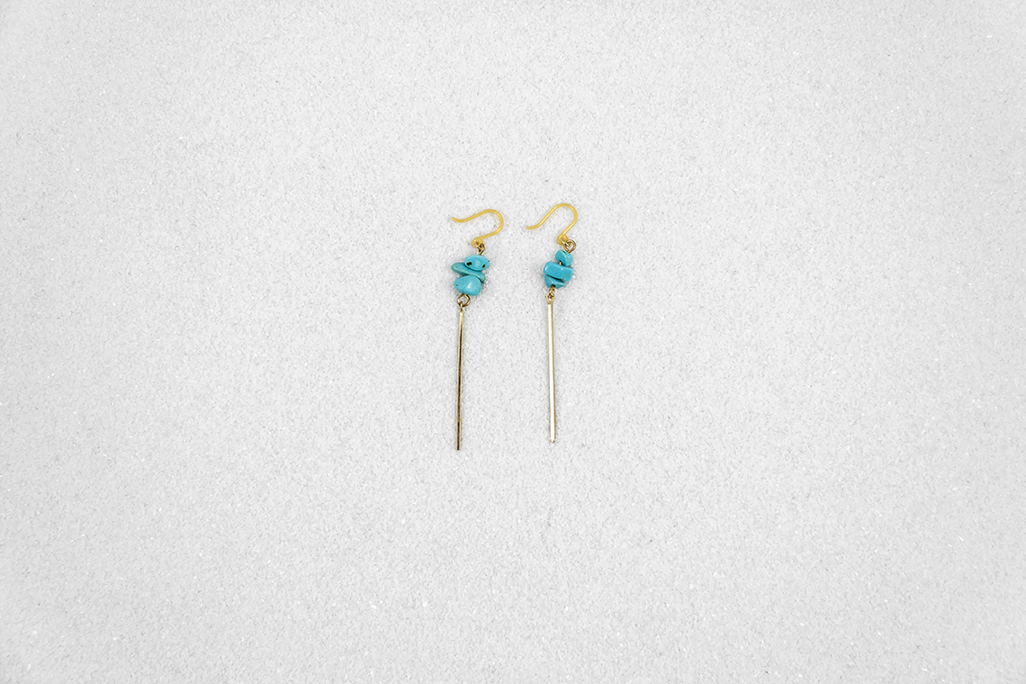 Gold Bar with Turquoise Earrings