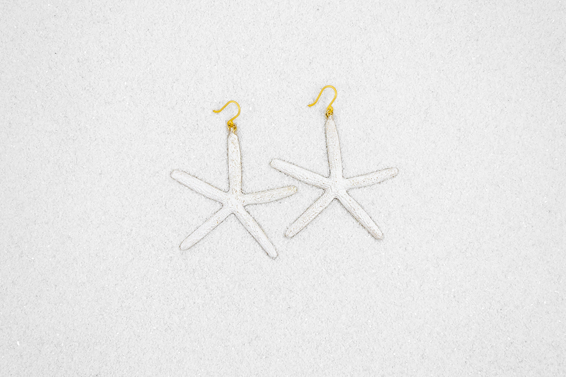 White Starfish Earrings