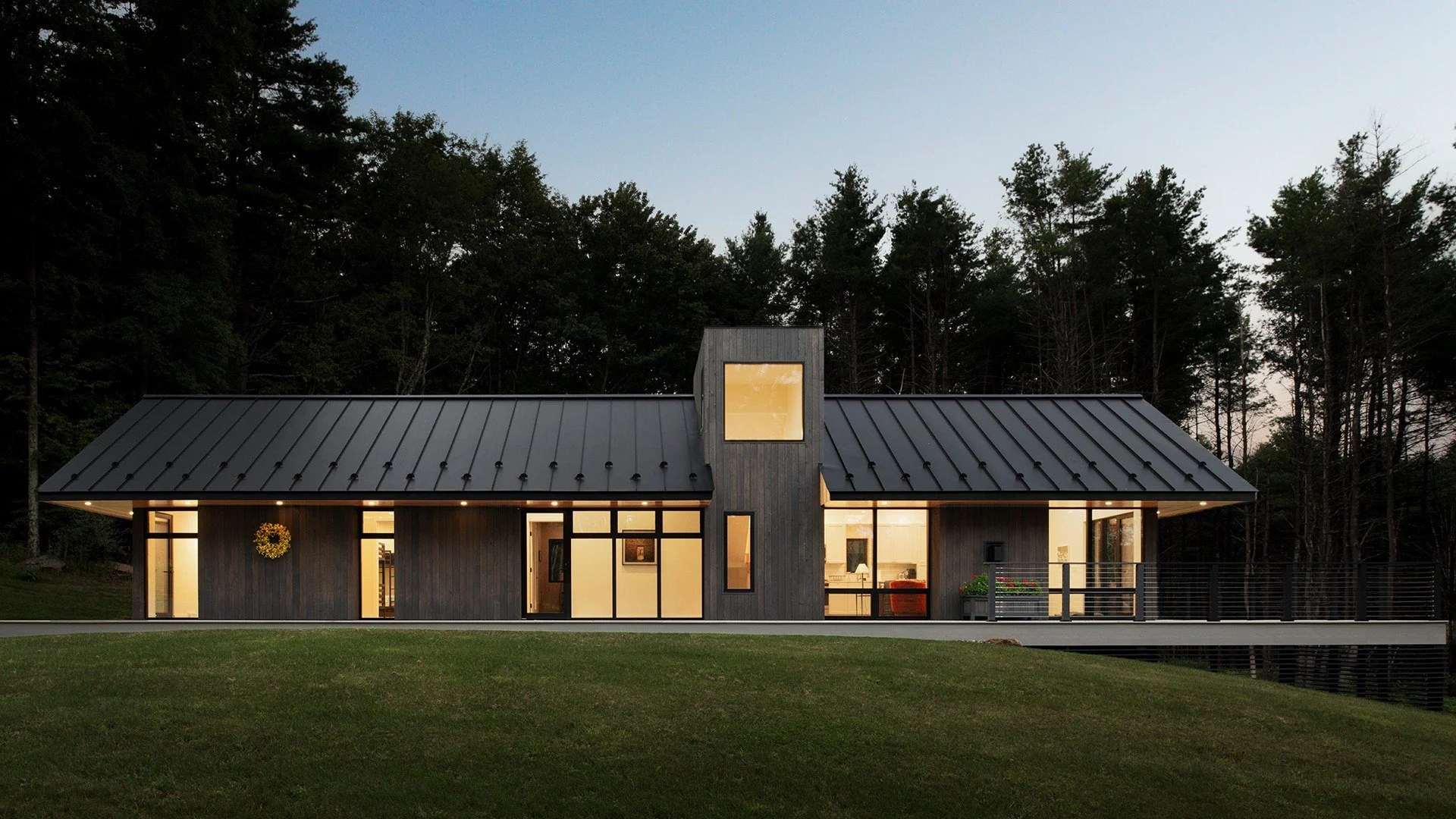 East View Farm — Modern House at Dusk, Upstate New York