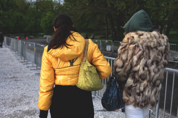 Patrons draped in archival Baby Phat and cozy fur.