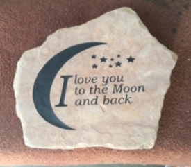 Rock engraved Love You to the Moon